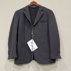 L.B.M. Lubium Knit Blazer Soft Shoulder Size 40 Steel Gray Cotton Wool Blend‎